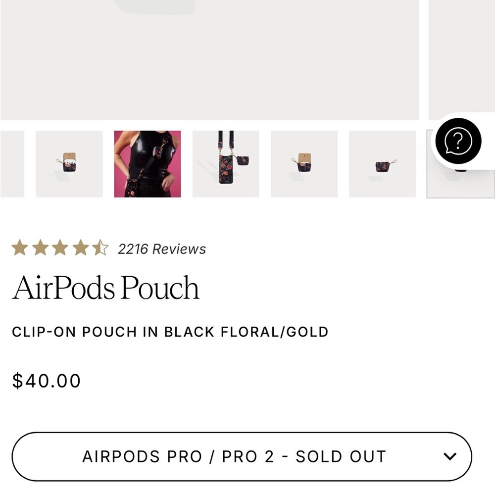 Bandolier AirPods Pro/Pro 2 Pouch in Ceci Rae Black Floral/Gold - Picture 5 of 7